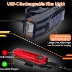 KunHe 4 Packs 227Lumens 1600mAh Bike Light Set Rechargeable Front & Rear Bicycle Lights with IPX4 Waterproof 4 Modes for Night Cycling