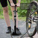 TOOLITIN Bike Pump Portable Floor Bicycle Tires Air Pumps with Presta and Schrader,Multifunctional Ball Needle, for Mountain and Road Bikes Tires, Ball Pump