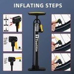 TOOLITIN Bike Pump Portable Floor Bicycle Tires Air Pumps with Presta and Schrader,Multifunctional Ball Needle, for Mountain and Road Bikes Tires, Ball Pump