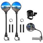 YISUGOOC Bike Mirror With Bike Bell 360° Adjustable HD Convex Handlebar Mirror Anti-Scratch Glass Riding Mirror (2* Mirror + 1* Bell)