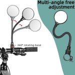 YISUGOOC Bike Mirror With Bike Bell 360° Adjustable HD Convex Handlebar Mirror Anti-Scratch Glass Riding Mirror (2* Mirror + 1* Bell)