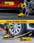 KeenPower Tire Inflator Portable Air Compressor - 2X Faster - 21V Rechargeable Battery Powered Handheld 160PSI Tire Inflator, Dual Power Supply Modes, Air Pump for Car Motorcycle E-Bike