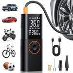 ZGZUXO Tire Inflator Portable Air Compressor - 150PSI Fast Cordless Air Pump for Car Tires, Bike Tire Pump with Digital Pressure Gauge, LED Light for Cars, Bicycles, Balls and More