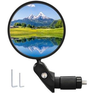 Handlebar Bike Mirrors, 1pcs HD Bicycle Rearview Mirror, Adjustable Handlebar Mounted Convex Mirror with Allen Wrench, for Mountain Road Bikes (1 Mirrors)