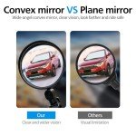 Handlebar Bike Mirrors, 1pcs HD Bicycle Rearview Mirror, Adjustable Handlebar Mounted Convex Mirror with Allen Wrench, for Mountain Road Bikes (1 Mirrors)