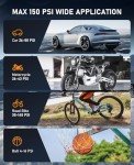 ZGZUXO Tire Inflator Portable Air Compressor - 150PSI Fast Cordless Air Pump for Car Tires, Bike Tire Pump with Digital Pressure Gauge, LED Light for Cars, Bicycles, Balls and More