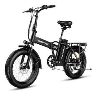 CBVELO 1000W Folding Electric Bike, 48V 20AH Large Removable Battery E Bike, 30+MPH, 80 Miles Max Range, 20" Fat Tire Electric Bike for Adults, Adult Electric Bicycles for Long Commutes