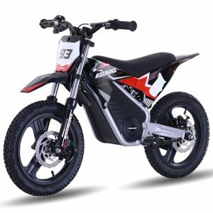 OLALA 36V Electric Dirt Bike for Kids Aged 5-10, Brushless 350W Racing Grade Electric Motorcycle, Up to 18.6MPH & 3 Speed Settings, Dual Disc Brakes, 14'' Off-Road Knobby Tires, Black