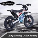 OLALA 36V Electric Dirt Bike for Kids Aged 5-10, Brushless 350W Racing Grade Electric Motorcycle, Up to 18.6MPH & 3 Speed Settings, Dual Disc Brakes, 14'' Off-Road Knobby Tires, Black