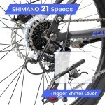 Ecarpat 24 26 Dual Full Suspension Mountain Bike，21-Speed Dual Disc Brakes Carbon Steel Mens Women Mountain Bike, Sport Cycling MTB Bicycle for Adult