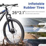 Ecarpat 24 26 Dual Full Suspension Mountain Bike，21-Speed Dual Disc Brakes Carbon Steel Mens Women Mountain Bike, Sport Cycling MTB Bicycle for Adult