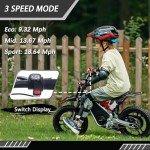 OLALA 36V Electric Dirt Bike for Kids Aged 5-10, Brushless 350W Racing Grade Electric Motorcycle, Up to 18.6MPH & 3 Speed Settings, Dual Disc Brakes, 14'' Off-Road Knobby Tires, Black