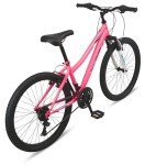 Pacific Cavern Mountain Bike for Youth, Boys and Girls, 21-Speed Twist Shifter, 24-Inch Wheels, 14-Inch Steel Frame, Front Suspension, Kickstand Included, Pink