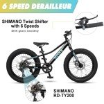 Glerc Mars Kids Mountain Bike, 24 Inch Fat Tire Bike for Teen Ages 8-14 Year Old, Bicycle with 2.8-Inch Wide Tires and 6 Speed Drivetrain, Disc Brakes