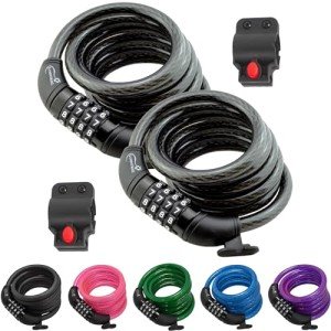 Lumintrail 4 Feet Bike Locks 2 Pack Heavy Duty Anti Theft with Combinations - Bike Cable Lock with Mounting Bracket (2 Pack, Black)