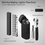 BONE Bike Portable Tool Kit Lite, 12-in-1 Mini Bicycle Repair Capsule, Scratch-Free & Waterproof Silicone Bag for Emergency Maintenance, Cycling Accessory with Ratchet Wrench for Biking & Home Repair