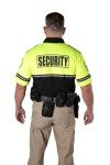 RYNO GEAR Security Badge and Patch Two Tone Bike Patrol Polo Shirt with Zipper Pocket and Reflective Hash Stripes (Lime Green & Black) 2X-Large