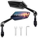 Handlebar Bike Mirror, HD Blast-Resistant, Adjustable Rotatable Rearview Bicycle Mirror (2PCS) (Fan)