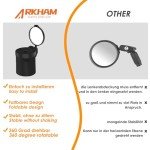 Arkham Bicycle Mirror for Handlebars, Mini Rear View Mirror Foldable Rubber Mounting Sleeve for Handlebars, Handlebar End Mirror 360° Rotating Universal Bicycle Mirror for Mountain Bike Handlebar