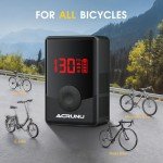 ACRUNU 130PSI Mini Electric Bike Pump with LED Display – Portable Rechargeable Air Pump for Bicycle, Motorcycle, Basketball (Schrader & Presta Valve), Auto Stop, Overheat Protection