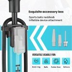 Hycline Bike Floor Pump: Bicycle Tire Pump 160 PSI High Pressure - Air Pumps with Presta and Schrader Valve - Inflator for MTB BMX Tires, Balls, Balloons, Inflatables (Blue)