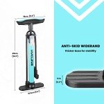 Hycline Bike Floor Pump: Bicycle Tire Pump 160 PSI High Pressure - Air Pumps with Presta and Schrader Valve - Inflator for MTB BMX Tires, Balls, Balloons, Inflatables (Blue)