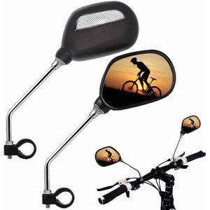 Bike Mirrors, 2Pcs Bicycle Large Wide Angle 360°Adjustable -Bicycle Mirrors for Handlebar 22-26mm, for Mountain Road Bike Motocycle