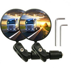 RYANGO Bar End Bicycle Mirrors, 2 Pack Adjustable Round HD Bike Rear View Mirrors for Road & Mountain Bikes