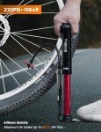Tiakia Mini Bike Floor Pump with Gauge 220psi High Pressure Compact Bike Pump Aluminum Tire Pump Portable Bicycle Air Pump fits Schrader Presta Valve Hand Pump for Road Mountain Bike Balls