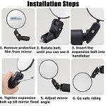 RYANGO Bar End Bicycle Mirrors, 2 Pack Adjustable Round HD Bike Rear View Mirrors for Road & Mountain Bikes