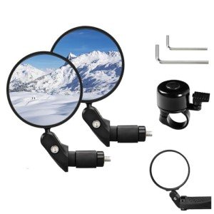 YISUGOOC 2 Pair Bike Mirror With Bike Bell 360° Adjustable HD Convex Bike Mirror Handlebar For Mount Mountain Road Bikes Motorcycle (2*Small Mirror + 1*Bell)