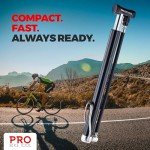 PRO BIKE TOOL Mini Floor Bicycle Pump - Super Fast Tire Inflation - Secure Presta and Schrader Valve Connection - High Pressure Bicycle Pump with Stabilizing Foot Peg for Road and Mountain Bikes