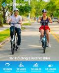 Hoverfly 16" Electric Bike, Max Range 25Miles(Pedal-assist)&Max Speed 15.5Mph, 350W Folding E-Bike with Removable Battery, Front Suspension &Adjustable Seat, Commuter Electric Bicycle for Adults White