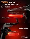 G2FS LITH 150 lm Rechargeable Bike Tail Light, IPX6 Waterproof Bicycle Rear Cycling 220° Wide Visible Safety Flashlight, 5 Light Mode for Adult Kid Men Women Road Mountain Accessories for Night Ride