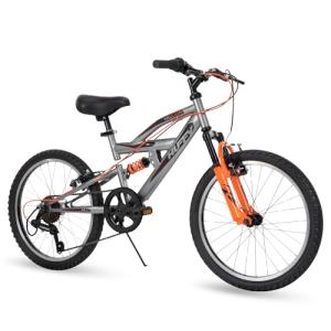 Huffy Valcon 20" Boy's Mountain Bike, Ideal for Ages 5-9, Rugged and Durable Design, Full Suspension, 6 Speed, Adjustable, Twist Grip Shifting, Sturdy and Durable, Kickstand Included, Easy to Assemble