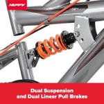 Huffy Valcon 20" Boy's Mountain Bike, Ideal for Ages 5-9, Rugged and Durable Design, Full Suspension, 6 Speed, Adjustable, Twist Grip Shifting, Sturdy and Durable, Kickstand Included, Easy to Assemble