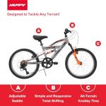 Huffy Valcon 20" Boy's Mountain Bike, Ideal for Ages 5-9, Rugged and Durable Design, Full Suspension, 6 Speed, Adjustable, Twist Grip Shifting, Sturdy and Durable, Kickstand Included, Easy to Assemble