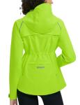 baleaf Women's Rain Jackets Waterproof Windbreaker Packable Lightweight Cycling Running Jacket Hiking Gear Reflective Hooded Fluorescent Green M