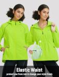 baleaf Women's Rain Jackets Waterproof Windbreaker Packable Lightweight Cycling Running Jacket Hiking Gear Reflective Hooded Fluorescent Green M