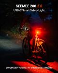 Magicshine SEEMEE 200 V3.0 USB C Rechargeable Bike Tail Lights,200 Lumens Max Output,360° Visibility Bicycle Lights, Smart Brake Sensor IPX6 Waterproof Rear Bike Lights 5 Modes for Road Urban Cyclists