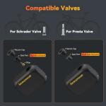 Tiny Pump Bike Pump with Gauge Portable Ultra-Mini 120PSI Electric Bicycle Pump Type-C Rechargeable Battery，Auto Stop, with Presta and Schrader Valve AT1PRO