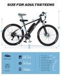 Qlife Racer Electric Bike for Adults - 21-Speed Mountain Lightweight Ebike with 500W Peak Brushless Motor, 375Wh Removable Battery, 26X2.1 Tire Step Over E-MTB,E Bikes Black Classic