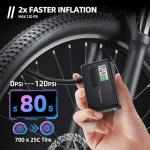 VEEAPE Tiny Pump Mini Bike Tire Pump - Max 120PSI Portable Electric Bicycle Pump - Type-C Rechargeable Battery Air Pump - Bicycle Inflator with Presta and Schrader Valve for E-Bikes & Various Bicycles