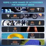 Tire Inflator Portable Air Compressor-Air Pump 20000mAh & 150PSI Cordless Electric for Car, Motorcycle, Bike, Ball, with Tire Gauge Pressure, Dual-Use Type (Black)