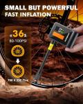Auxbeam Tiny Bike Pump with Gauge, 120PSI Electric Bicycle Pump with Presta and Schrader Valve, Bike Pump Portable for Road Bike, City, MTB, EBike and Sports Balls