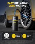 AUXITO Tire Inflator Portable Air Compressor - 150PSI 1Min Fast Inflate Air Pump for Car Tires with Tire Pressure Gauge, LED Flashlight, Portable Tire Inflatores for Car, Sedan, Motorcycle, Bike, Ball