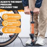 Bike Floor Pump, Bikes Pump with Gauge,Bicycle Air Pump with High Pressure 160 Psi, Bike Tire Pumps with Presta Schrader Valves, Bicycle Air Pump with Gauge, Fits Road Bikes MTB E-Bike, Ball (Orange)