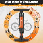 Bike Floor Pump, Bikes Pump with Gauge,Bicycle Air Pump with High Pressure 160 Psi, Bike Tire Pumps with Presta Schrader Valves, Bicycle Air Pump with Gauge, Fits Road Bikes MTB E-Bike, Ball (Orange)