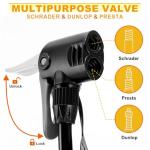 Hycline Bike Floor Pump with Gauge: 160 PSI High Pressure Bicycle Pumps - Durable Air Pump Fits Presta & Schrader Valve - Inflator for Road MTB Tire, Ball, Balloon, Inflatables - Black