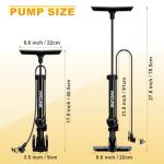 Hycline Bike Floor Pump with Gauge: 160 PSI High Pressure Bicycle Pumps - Durable Air Pump Fits Presta & Schrader Valve - Inflator for Road MTB Tire, Ball, Balloon, Inflatables - Black